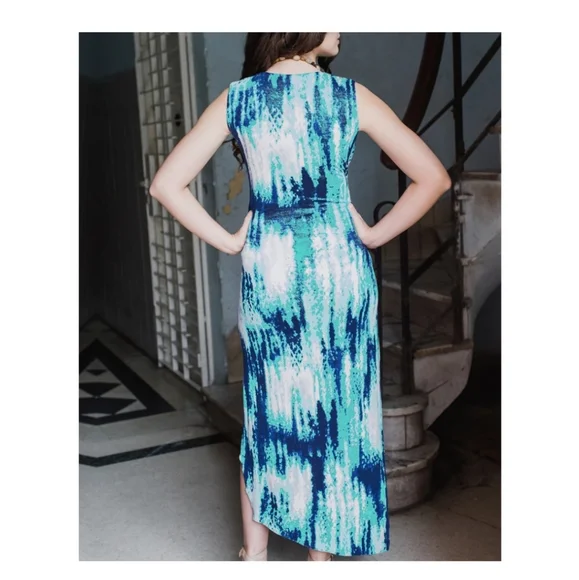Bomba dress hi-low teal tie dye - Picture 3 of 4